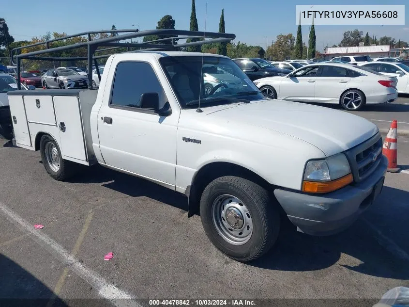 2000 Ford Ranger Xl/Xlt VIN: 1FTYR10V3YPA56608 Lot: 40478842