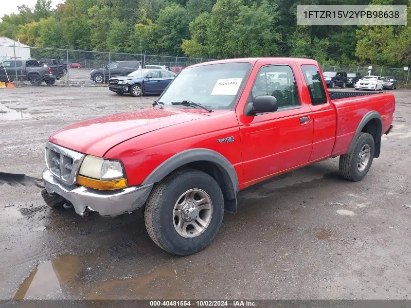 2000 Ford Ranger Xl/Xlt VIN: 1FTZR15V2YPB98638 Lot: 40481554