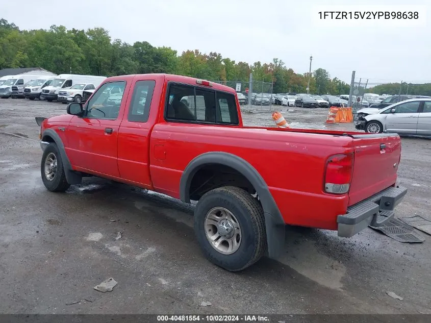 2000 Ford Ranger Xl/Xlt VIN: 1FTZR15V2YPB98638 Lot: 40481554