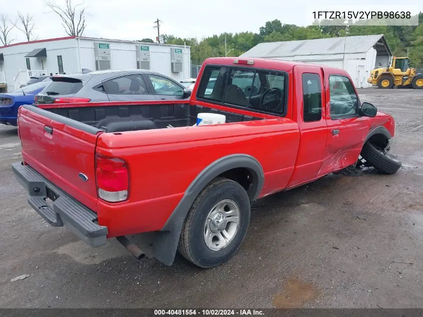 2000 Ford Ranger Xl/Xlt VIN: 1FTZR15V2YPB98638 Lot: 40481554