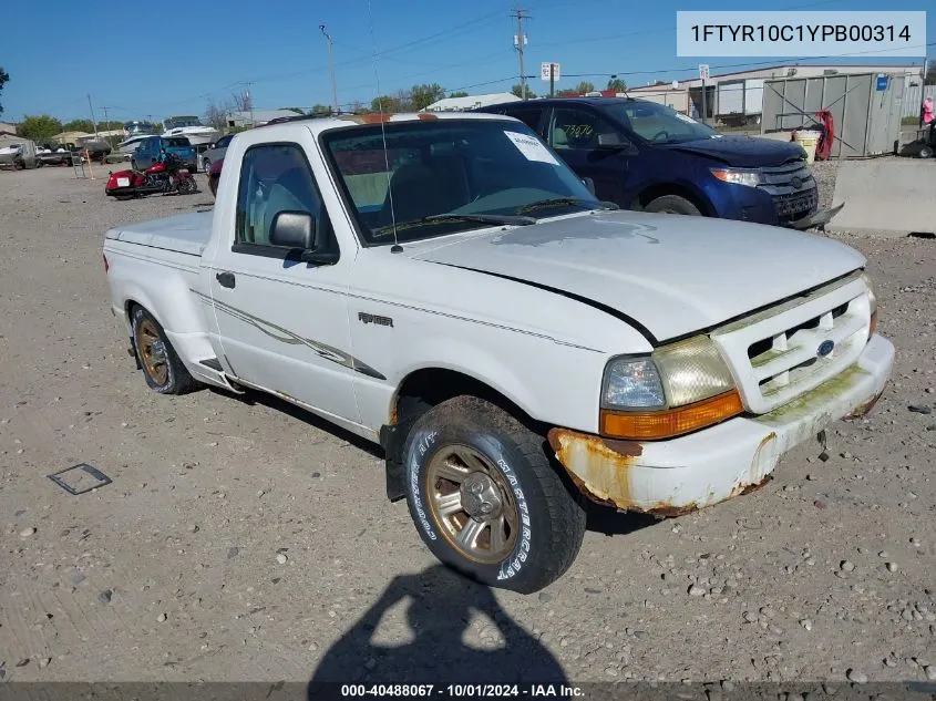 2000 Ford Ranger Xl/Xlt VIN: 1FTYR10C1YPB00314 Lot: 40488067