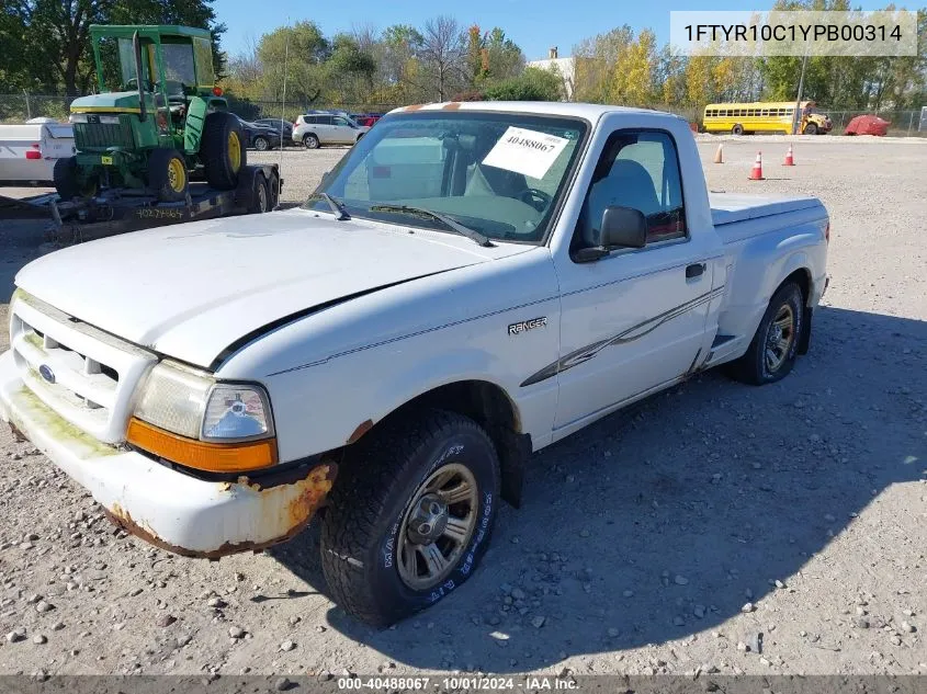 2000 Ford Ranger Xl/Xlt VIN: 1FTYR10C1YPB00314 Lot: 40488067