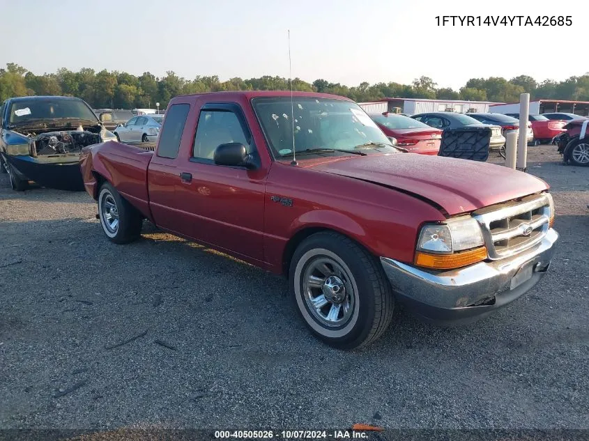 2000 Ford Ranger Xl/Xlt VIN: 1FTYR14V4YTA42685 Lot: 40505026