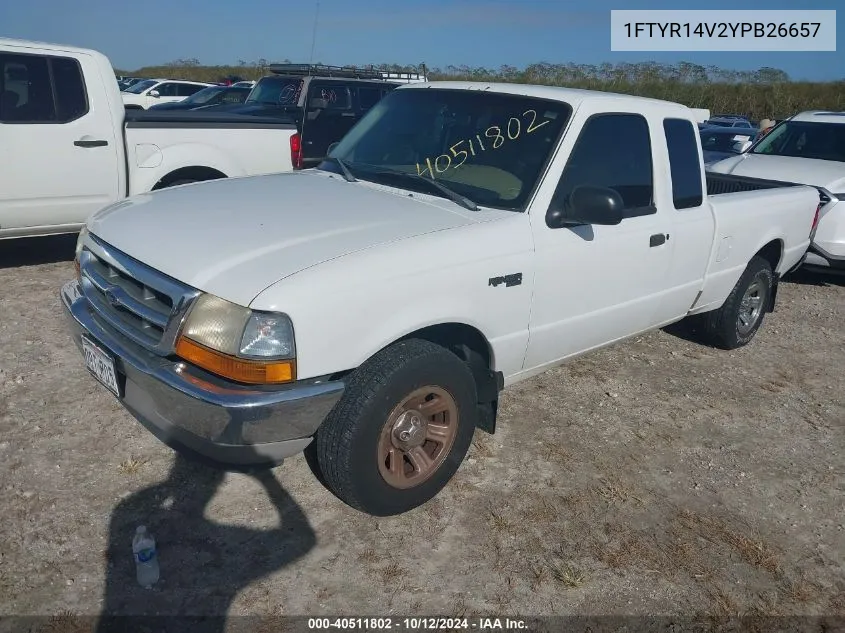 2000 Ford Ranger Xl/Xlt VIN: 1FTYR14V2YPB26657 Lot: 40511802