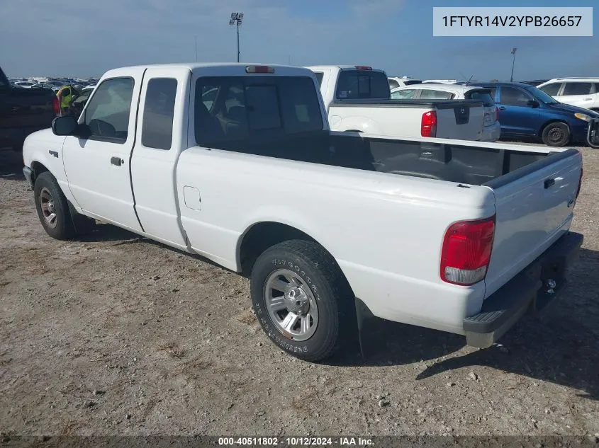 2000 Ford Ranger Xl/Xlt VIN: 1FTYR14V2YPB26657 Lot: 40511802