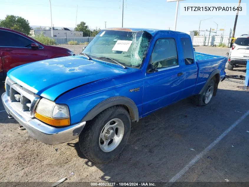 2000 Ford Ranger Xlt VIN: 1FTZR15X7YPA01643 Lot: 40523227