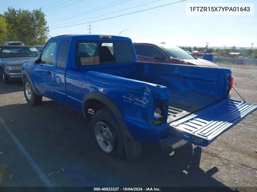 2000 Ford Ranger Xlt VIN: 1FTZR15X7YPA01643 Lot: 40523227