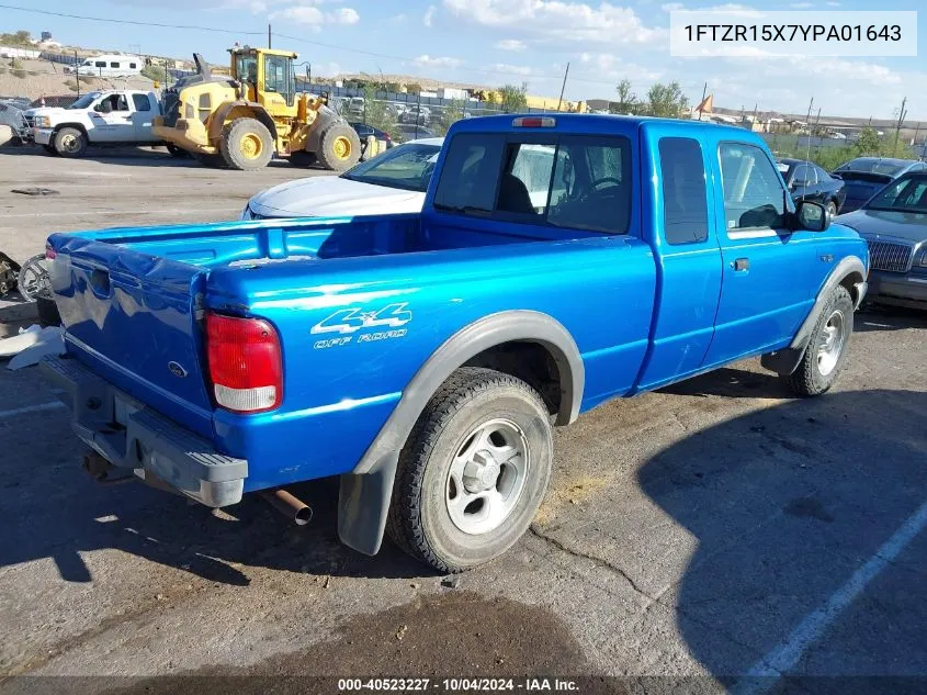 2000 Ford Ranger Xlt VIN: 1FTZR15X7YPA01643 Lot: 40523227