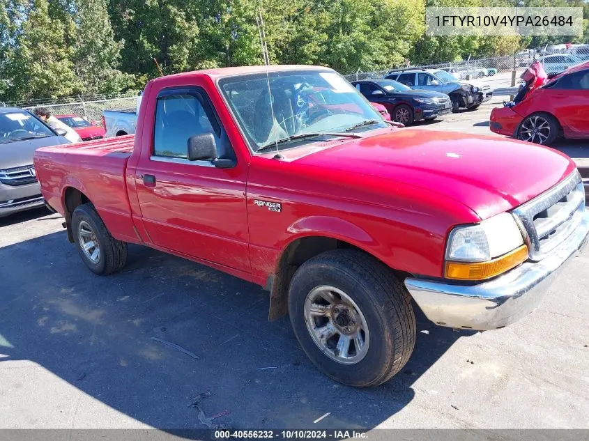 2000 Ford Ranger Xl/Xlt VIN: 1FTYR10V4YPA26484 Lot: 40556232