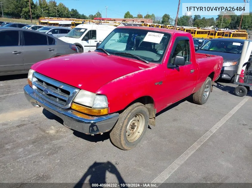 2000 Ford Ranger Xl/Xlt VIN: 1FTYR10V4YPA26484 Lot: 40556232