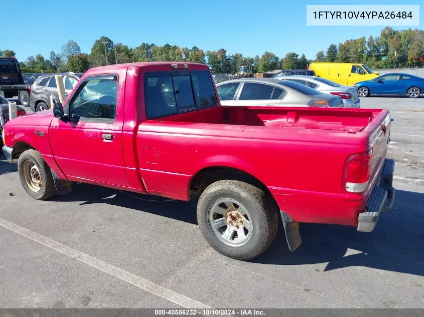 2000 Ford Ranger Xl/Xlt VIN: 1FTYR10V4YPA26484 Lot: 40556232