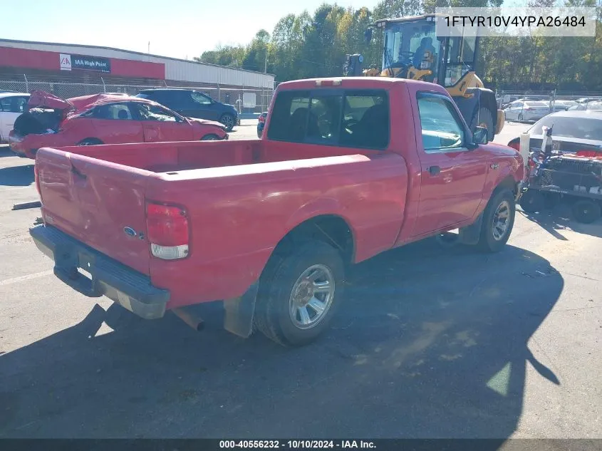 2000 Ford Ranger Xl/Xlt VIN: 1FTYR10V4YPA26484 Lot: 40556232