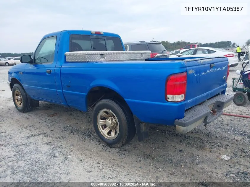 2000 Ford Ranger Xl/Xlt VIN: 1FTYR10V1YTA05387 Lot: 40563992