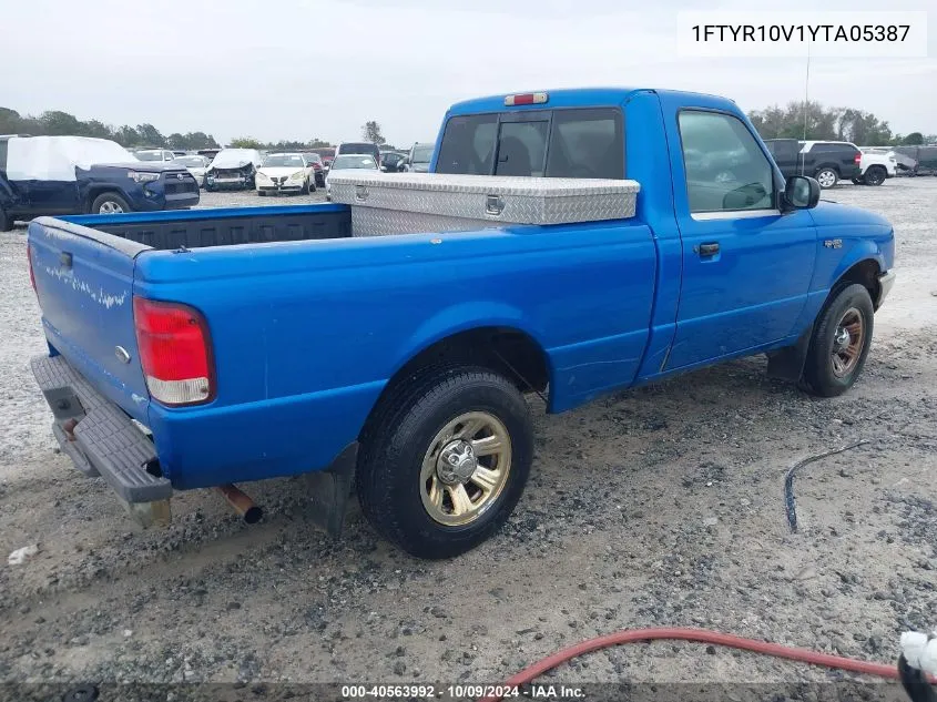 2000 Ford Ranger Xl/Xlt VIN: 1FTYR10V1YTA05387 Lot: 40563992