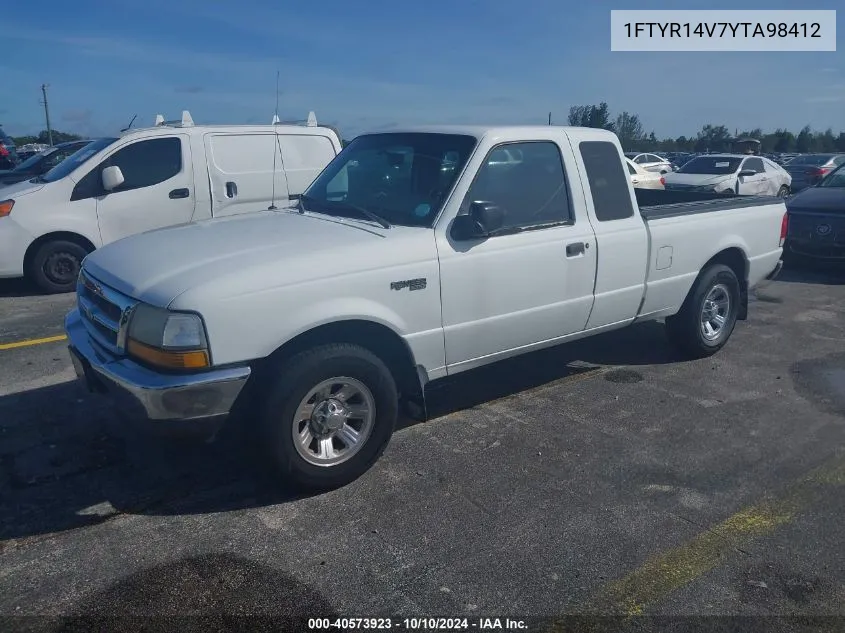 2000 Ford Ranger Xl/Xlt VIN: 1FTYR14V7YTA98412 Lot: 40573923