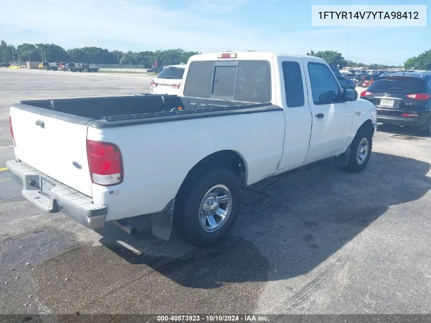 2000 Ford Ranger Xl/Xlt VIN: 1FTYR14V7YTA98412 Lot: 40573923