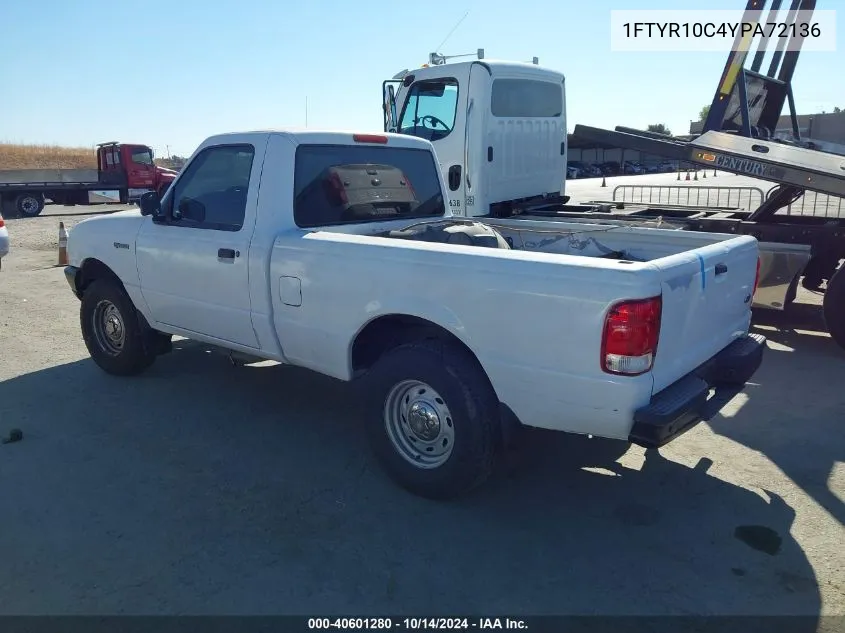 2000 Ford Ranger Xl/Xlt VIN: 1FTYR10C4YPA72136 Lot: 40601280