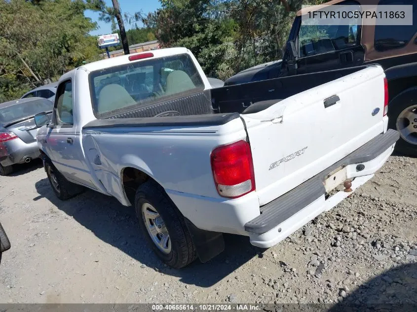 2000 Ford Ranger Xl/Xlt VIN: 1FTYR10C5YPA11863 Lot: 40655614