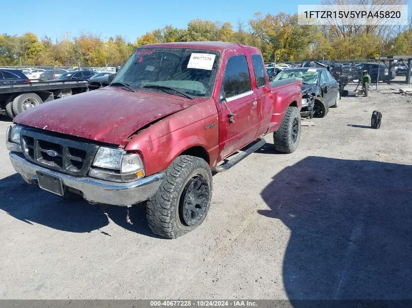 2000 Ford Ranger Xl/Xlt VIN: 1FTZR15V5YPA45820 Lot: 40677228