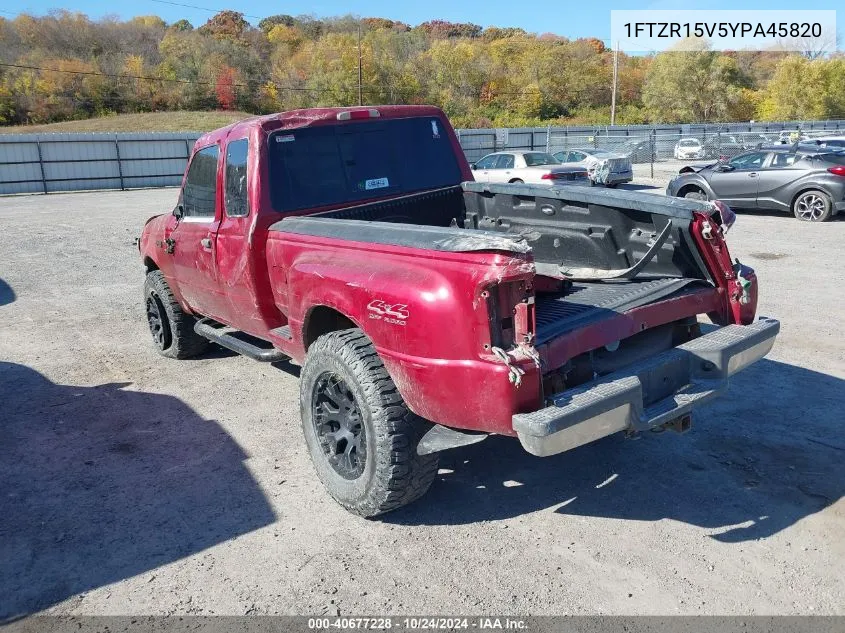 2000 Ford Ranger Xl/Xlt VIN: 1FTZR15V5YPA45820 Lot: 40677228