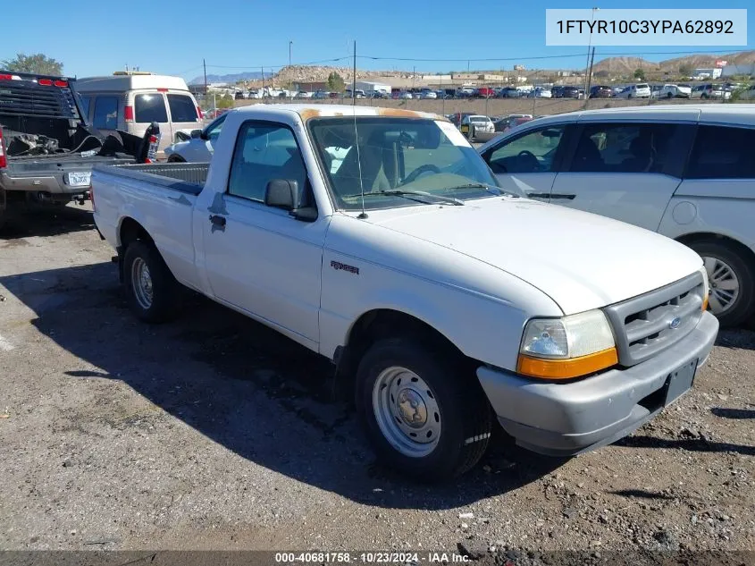 2000 Ford Ranger Xl/Xlt VIN: 1FTYR10C3YPA62892 Lot: 40681758