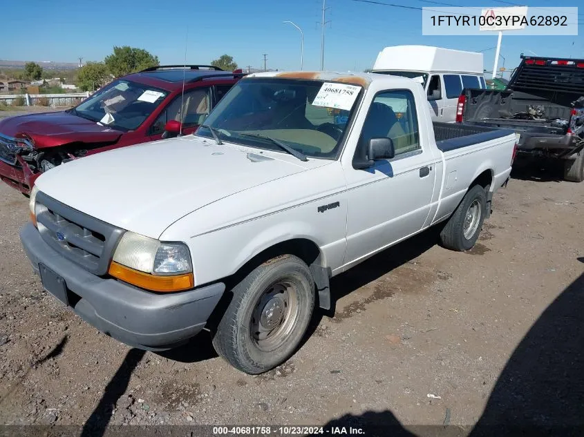 2000 Ford Ranger Xl/Xlt VIN: 1FTYR10C3YPA62892 Lot: 40681758