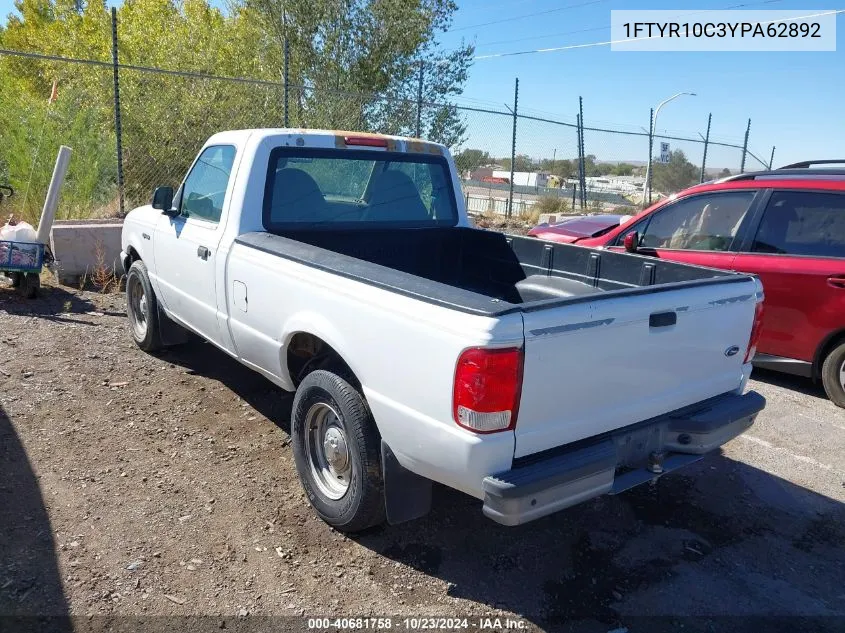 2000 Ford Ranger Xl/Xlt VIN: 1FTYR10C3YPA62892 Lot: 40681758