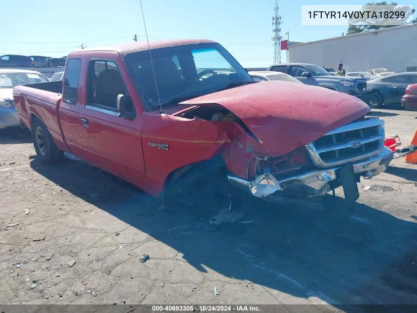 2000 Ford Ranger Xl/Xlt VIN: 1FTYR14V0YTA18299 Lot: 40693305