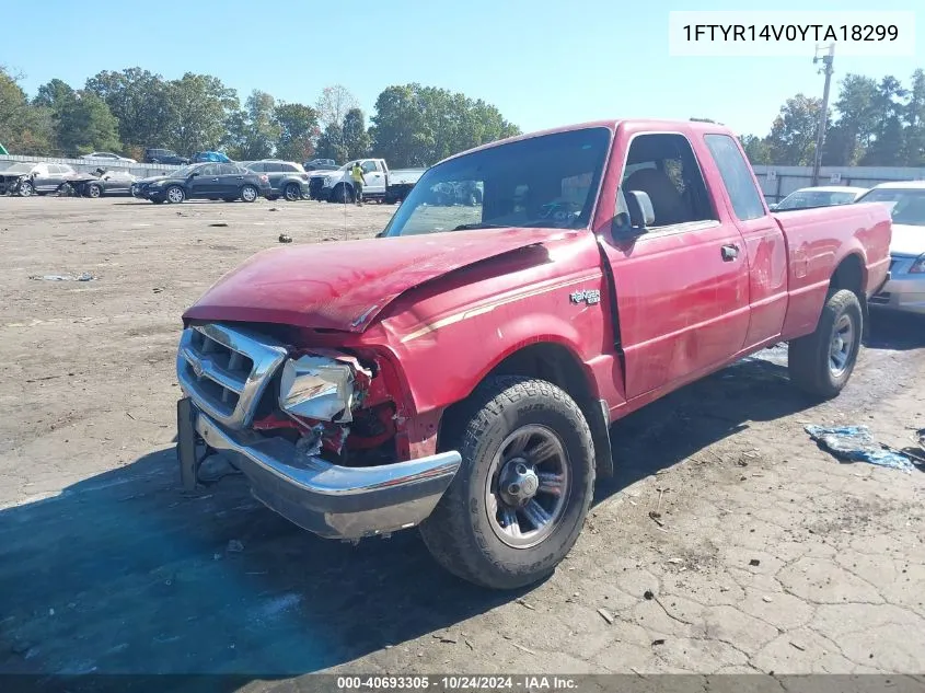 2000 Ford Ranger Xl/Xlt VIN: 1FTYR14V0YTA18299 Lot: 40693305