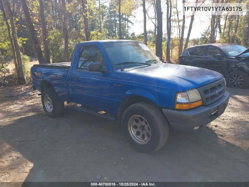 2000 Ford Ranger Xl/Xlt VIN: 1FTYR10V1YTA63175 Lot: 40700516