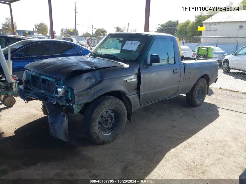 2000 Ford Ranger Xl/Xlt VIN: 1FTYR10C4YPB45974 Lot: 40707705