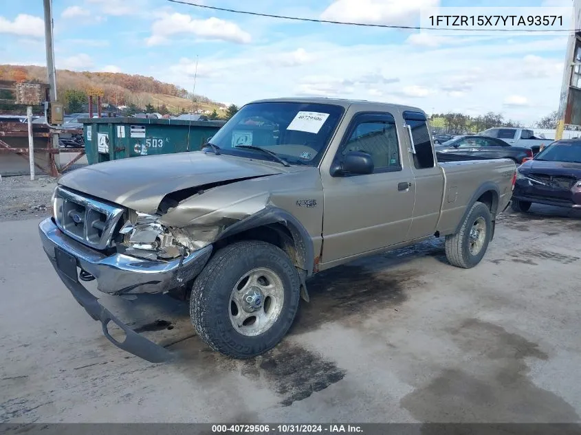 2000 Ford Ranger Xlt VIN: 1FTZR15X7YTA93571 Lot: 40729506