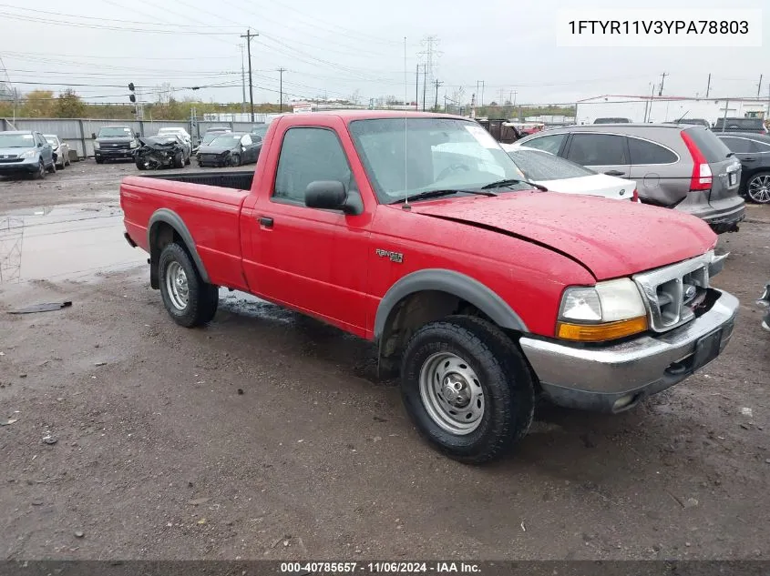 2000 Ford Ranger Xl/Xlt VIN: 1FTYR11V3YPA78803 Lot: 40785657