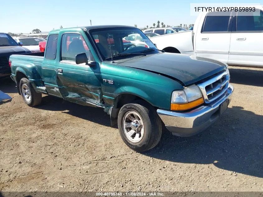 2000 Ford Ranger Xl/Xlt VIN: 1FTYR14V3YPB59893 Lot: 40795748