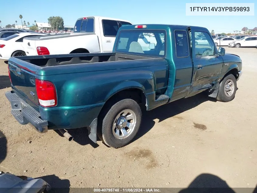 2000 Ford Ranger Xl/Xlt VIN: 1FTYR14V3YPB59893 Lot: 40795748