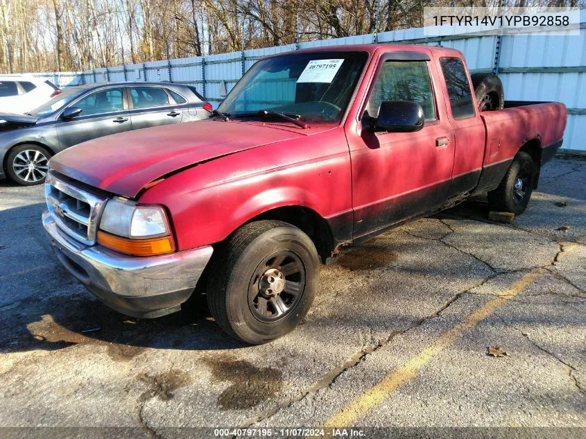 2000 Ford Ranger Xl/Xlt VIN: 1FTYR14V1YPB92858 Lot: 40797195