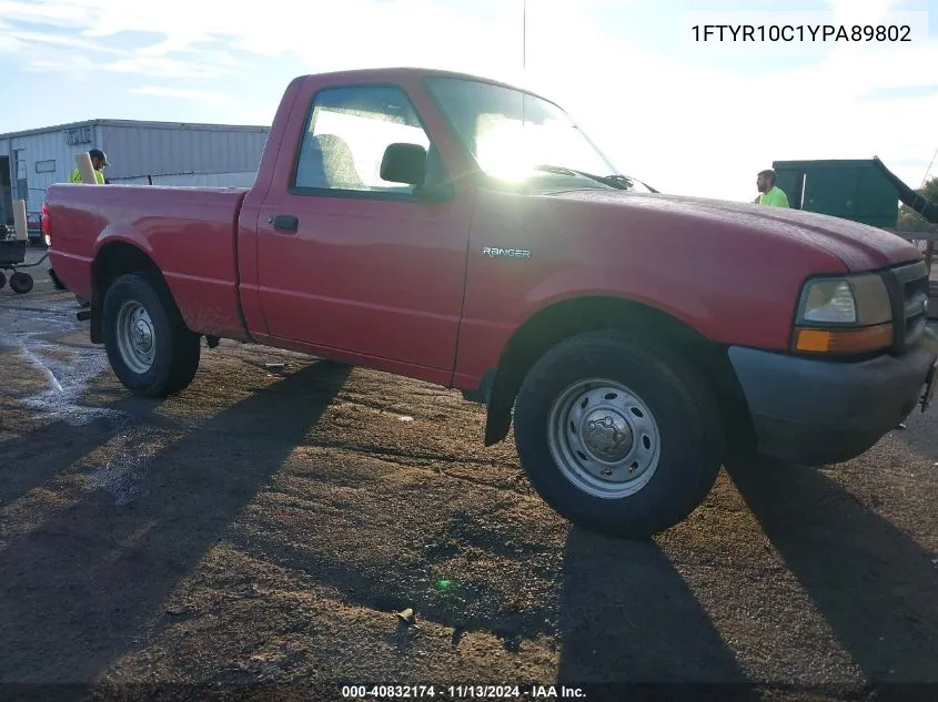 2000 Ford Ranger Xl/Xlt VIN: 1FTYR10C1YPA89802 Lot: 40832174