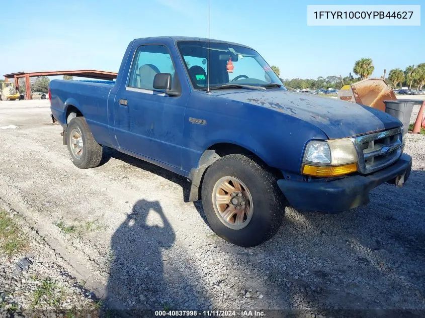 2000 Ford Ranger Xl/Xlt VIN: 1FTYR10C0YPB44627 Lot: 40837998