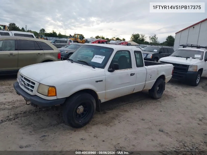 2001 Ford Ranger Edge/Xl/Xlt VIN: 1FTYR14V51PB17375 Lot: 40038960