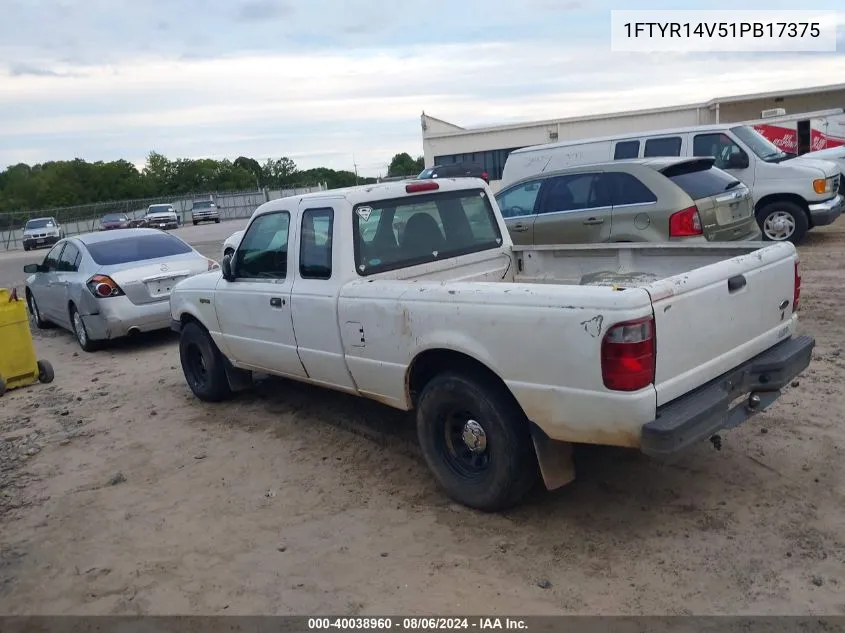 2001 Ford Ranger Edge/Xl/Xlt VIN: 1FTYR14V51PB17375 Lot: 40038960