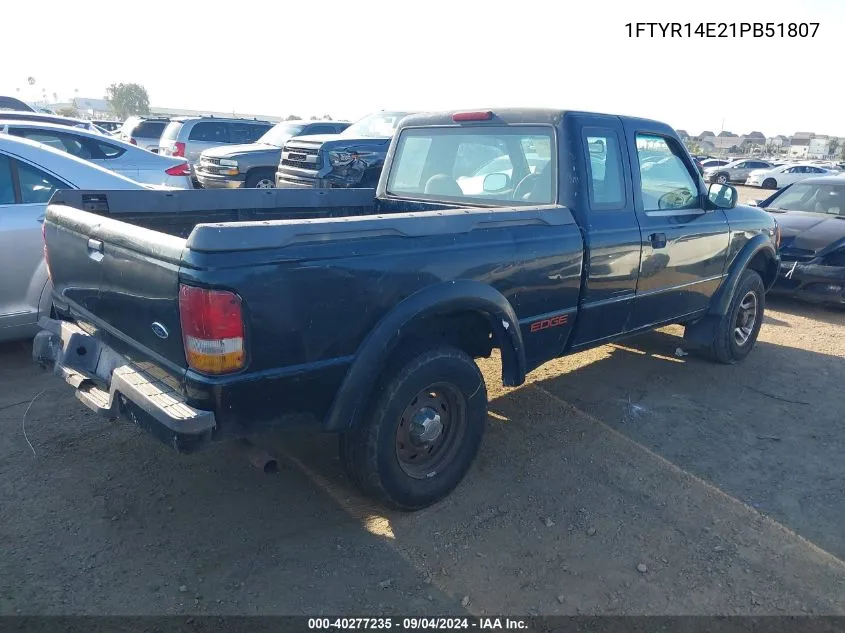 2001 Ford Ranger Edge/Xlt VIN: 1FTYR14E21PB51807 Lot: 40277235