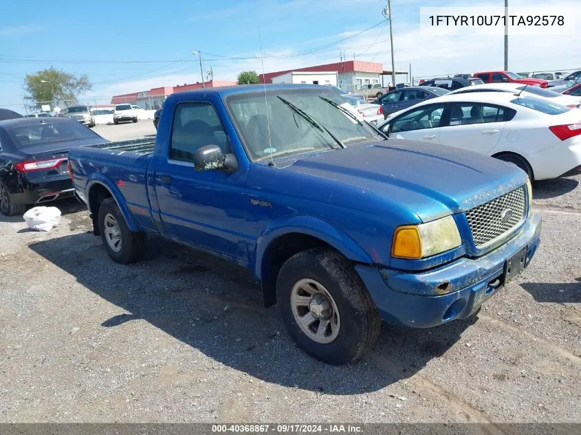 2001 Ford Ranger Edge/Xl/Xlt VIN: 1FTYR10U71TA92578 Lot: 40368867