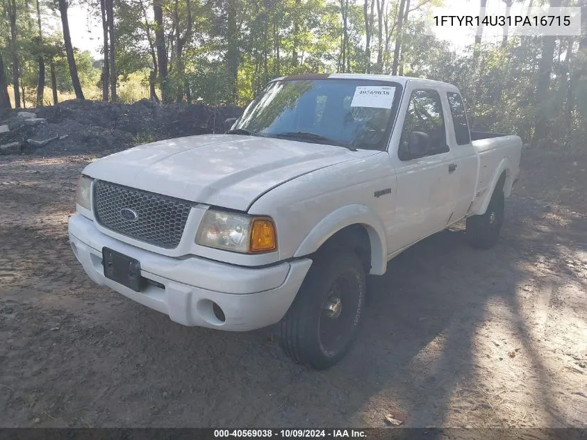 2001 Ford Ranger Edge/Xl/Xlt VIN: 1FTYR14U31PA16715 Lot: 40569038