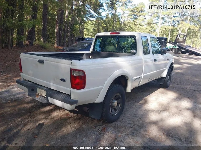 2001 Ford Ranger Edge/Xl/Xlt VIN: 1FTYR14U31PA16715 Lot: 40569038