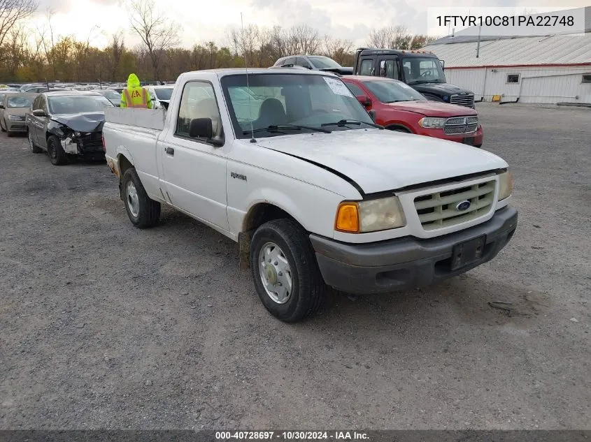 2001 Ford Ranger Xl/Xlt VIN: 1FTYR10C81PA22748 Lot: 40728697