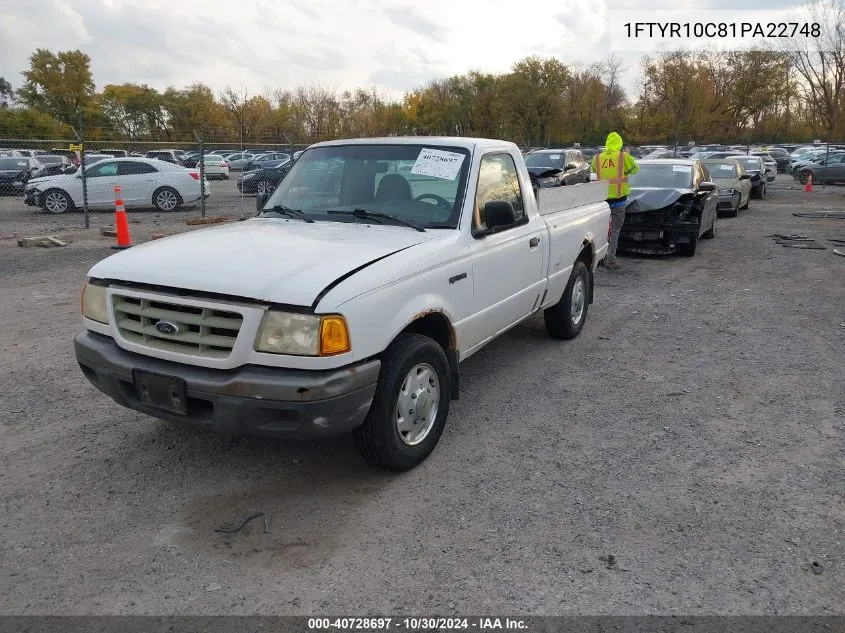 2001 Ford Ranger Xl/Xlt VIN: 1FTYR10C81PA22748 Lot: 40728697