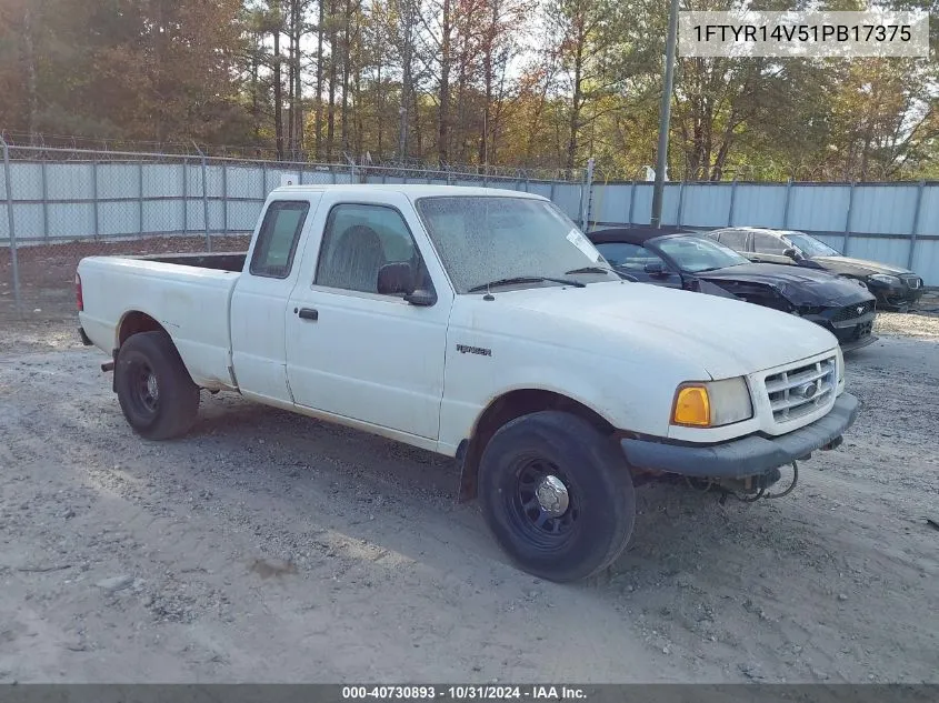 2001 Ford Ranger VIN: 1FTYR14V51PB17375 Lot: 40730893