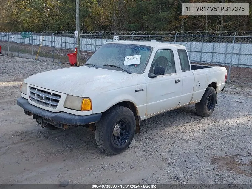 2001 Ford Ranger VIN: 1FTYR14V51PB17375 Lot: 40730893