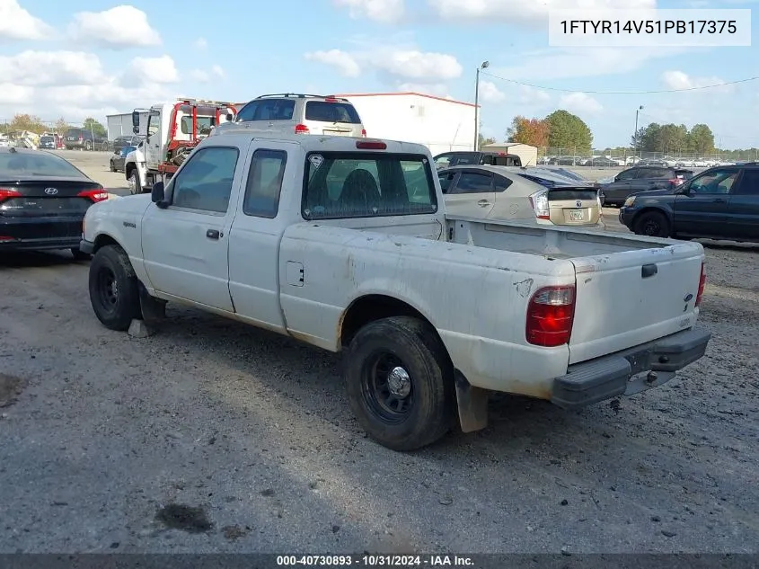 2001 Ford Ranger VIN: 1FTYR14V51PB17375 Lot: 40730893