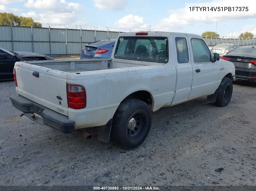 2001 Ford Ranger VIN: 1FTYR14V51PB17375 Lot: 40730893